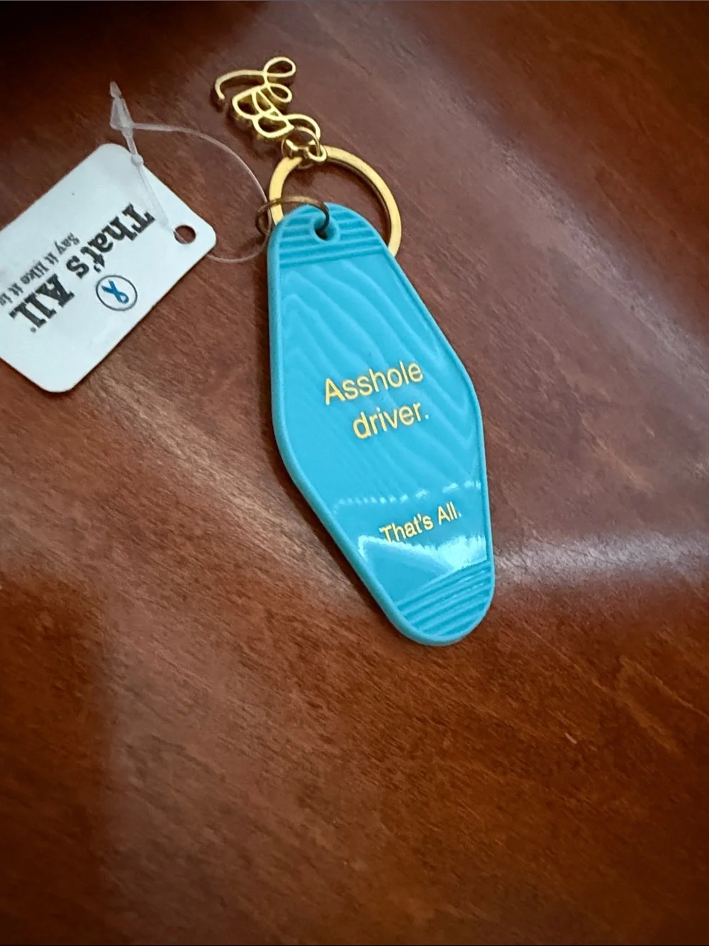 Novelty Blue Keychain with Gold Ring - That's All